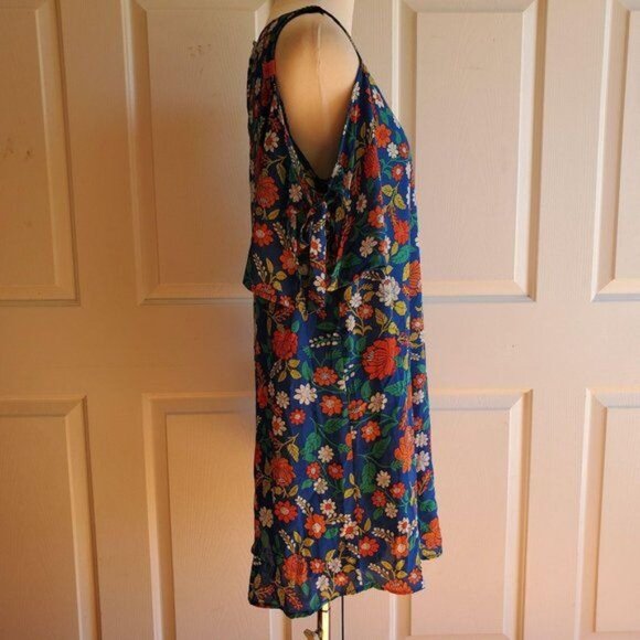 Dress Eyeshadow Blue Floral Cold Shoulder Women's WOMAN'S Size Medium - Picture 6 of 11